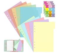 YiiHHooN Separadores A5, 30 Piezas Separadores A5 de 6 Agujeros, Índices de Archivador de Colores Divisores con Pestañas Adhesivas para Agenda de 6 Anillas y Carpetas de Oficina