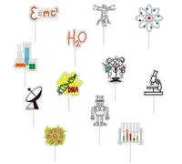 YiiiGoood 24 piezas de decoracin para cupcakes de papel con temtica cientfica, decoracin para tartas cientficas, ciencia loca, baby shower,