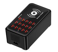Yiiu USB Charging Station, Multiport Charger, Wireless Powers Hub, 100w Fast Charge Smart Detection Technology for Phone Laptop Tablet Watch Headphones, 5.83x3.07x2.28 pulgadas