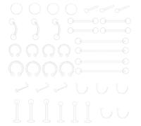 YIIWONI 41 Piezas Retenedores de Piercing Transparente Acrílico para Labio, Nariz, Tragus, Oreja Helix, Lengua, Pezón - 14G 16G 20G