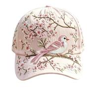 yijan Garden Morning Baseball Cap - Vintage Floral Unisex Adjustable 3D Printed Cotton Casual Dad Hat for Outdoor Wear (Pink Bird Blossom)