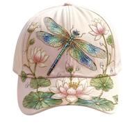 yijan Garden Morning Baseball Cap - Vintage Floral Unisex Adjustable 3D Printed Cotton Casual Dad Hat for Outdoor Wear (Dragonfly Lotus)