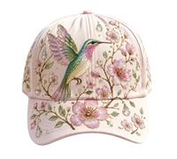 yijan Garden Morning Baseball Cap - Vintage Floral Unisex Adjustable 3D Printed Cotton Casual Dad Hat for Outdoor Wear (Hummingbird Blossom)