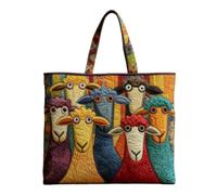 yijan Handmade Sheep Heaven Quilted Tote Bag - Original Patchwork Boho Shoulder Bag for Daily & Travel (06,High Bag(13x16inch))