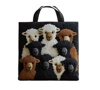yijan Handmade Sheep Heaven Quilted Tote Bag - Original Patchwork Boho Shoulder Bag for Daily & Travel (02,High Bag(13x16inch))