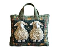 yijan Handmade Sheep Heaven Quilted Tote Bag - Original Patchwork Boho Shoulder Bag for Daily & Travel (03,High Bag(13x16inch))