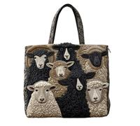 yijan Handmade Sheep Heaven Quilted Tote Bag - Original Patchwork Boho Shoulder Bag for Daily & Travel (07,Short Bag(15x14inch))