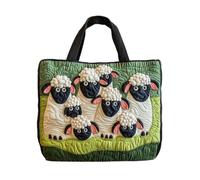 yijan Handmade Sheep Heaven Quilted Tote Bag - Original Patchwork Boho Shoulder Bag for Daily & Travel (04,High Bag(13x16inch))