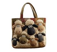 yijan Handmade Sheep Heaven Quilted Tote Bag - Original Patchwork Boho Shoulder Bag for Daily & Travel (05,Short Bag(15x14inch))