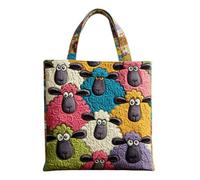 yijan Handmade Sheep Heaven Quilted Tote Bag - Original Patchwork Boho Shoulder Bag for Daily & Travel (10,Short Bag(15x14inch))