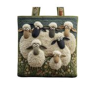 yijan Handmade Sheep Heaven Quilted Tote Bag - Original Patchwork Boho Shoulder Bag for Daily & Travel (K,High Bag(13x16inch))