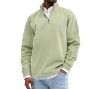 yijan Men’s Casual Zipper Padded Polo Shirt - Comfortable Everyday Long-Sleeve Thermal Top for Fall & Winter (Light Green,S)
