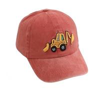 yijan Toddler Excavator Baseball Hat - Embroidered Construction Vehicle Cap for Boys & Girls, Adjustable Cotton Sun Hat (Orange)