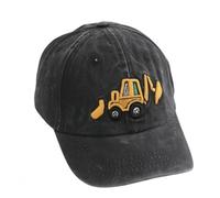 yijan Toddler Excavator Baseball Hat - Embroidered Construction Vehicle Cap for Boys & Girls, Adjustable Cotton Sun Hat (Black)
