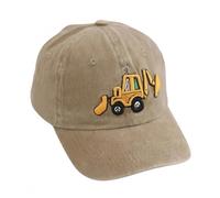 yijan Toddler Excavator Baseball Hat - Embroidered Construction Vehicle Cap for Boys & Girls, Adjustable Cotton Sun Hat (Khaki)
