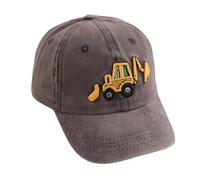 yijan Toddler Excavator Baseball Hat - Embroidered Construction Vehicle Cap for Boys & Girls, Adjustable Cotton Sun Hat (Coffee)