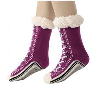 yijan Ultra-thick Slipper Home Socks - Non-Slip Fuzzy Cashmere Blend Floor Socks for Women & Men (Dark Purple)