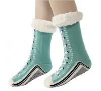 yijan Ultra-thick Slipper Home Socks - Non-Slip Fuzzy Cashmere Blend Floor Socks for Women & Men (Lake Blue)