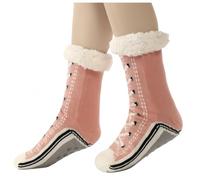 yijan Ultra-thick Slipper Home Socks - Non-Slip Fuzzy Cashmere Blend Floor Socks for Women & Men (Pink)