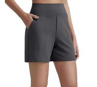 yijan Women’s High Waisted Bermuda Shorts with Pockets - Casual Athletic Summer Shorts for Running, Walking & Everyday Wear (Dark Grey,XS)
