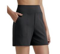 yijan Women’s High Waisted Bermuda Shorts with Pockets - Casual Athletic Summer Shorts for Running, Walking & Everyday Wear (Black,L)