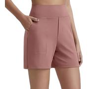 yijan Women’s High Waisted Bermuda Shorts with Pockets - Casual Athletic Summer Shorts for Running, Walking & Everyday Wear (Cameo,M)