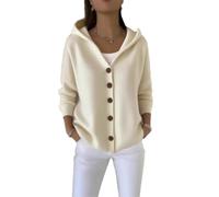 yijan Women’s Vintage Cashmere Cardigan - Timeless Hooded Knit Sweater with A-Line Silhouette (Apricot,5XL)