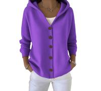 yijan Women’s Vintage Cashmere Cardigan - Timeless Hooded Knit Sweater with A-Line Silhouette (Purple,5XL)