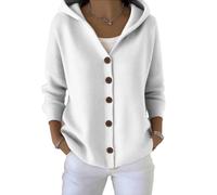 yijan Women’s Vintage Cashmere Cardigan - Timeless Hooded Knit Sweater with A-Line Silhouette (White,3XL)