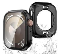 YIJDACASE 3 in 1 Waterproof Case for Apple Watch Screen Protector 45mm Series 9 8 7 Accessories Built-in Tempered Glass Film,Front and Back PC Hard Bumper 360° Protective Face Cover for iWatch 45mm