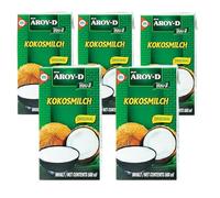YIJIA | Aroy-D 500ml - Leche de coco con E435 - Coconut Milk 100% Original (5 Botella)