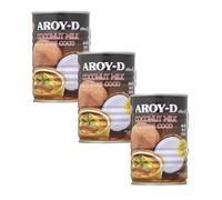 YIJIA | Aroy-D - Leche de Coco para cocinar - Extracto de Coco para Postres - 400 ml (3 Latas)