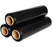 YIJIA | Film Transparente o Negro elástico para embalar de 50cmx200m,23 micras, Film para embalar industrial, Enbalaje para mudanzas,Rollo Manual de Film (Film Negro Embalaje, 4 Rollo)