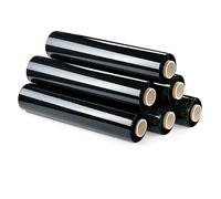 YIJIA | Negro para Embalaje Plástica Retráctil de 50cm x 200m,23 micras, Film para embalar industrial, Enbalaje para mudanzas,Rollo Manual de Film, Palets.(Film Negro, 6 Rollo)