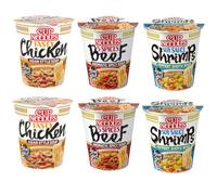 YIJIA | Pack 6 x 67grs Ramen Instantaneo Cup Noodles sabor Gamba, Pollo y 5 spices Ternera