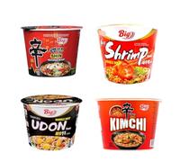 YIJIA | Pack de 4 Ramen Coreano Cup Noodles Soup | Sabor de Shrimp Picante，Kimchi，Shin Ramyun，Udon Tempura | Nong shim