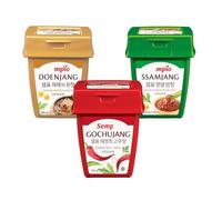 YIJIA | Pack Esencial de Salsas pasta Coreanas: Gochujang, Ssamjang, Doenjang - Pack de 3 x 500g