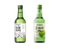 YIJIA | Vino Soju Coreano Sabor Manzana + Original 350ml (Alc.16.5%) - El soju es una bebida muy popular en Corea - Pack de 2 uds