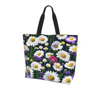 YIJIAYH Bolsas de hombro con estampado de flores silvestres y margaritas de aciano de gran capacidad para mujer, con bolsillo para compras, trabajo, universidad, viajes