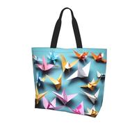 YIJIAYH Bolsas de hombro con estampado de grullas de papel de origami de gran capacidad para mujer, con bolsillo para compras, trabajo, universidad, viajes