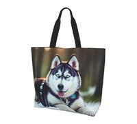 YIJIAYH Bolsas de hombro con estampado de perro husky de gran capacidad para mujer, con bolsillo para compras, trabajo, universidad, viajes
