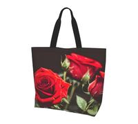 YIJIAYH Bolsas de hombro con estampado de rosas rojas y vino de gran capacidad para mujer, con bolsillo para ir de compras, trabajo, universidad, viajes