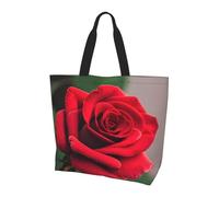 YIJIAYH Bolso de hombro con estampado de rosas rojas de gran capacidad para mujer, con bolsillo para compras, trabajo, universidad, viajes