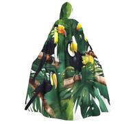 YIJIAYH Tucanes - Capa con capucha para adultos, diseño de hojas de palmera, loro, para Halloween, carnaval, cosplay, fiesta de Navidad, eventos temáticos