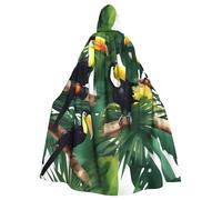 YIJIAYH Tucanes - Capa con capucha para adultos, diseño de hojas de palmera, loro, para Halloween, carnaval, cosplay, fiesta de Navidad, eventos temáticos