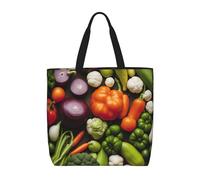 YIJIAYUN Alta capacidad, ligera, duradera y reutilizable. Introducción de varias bolsas estampadas de verduras diseñadas para las compras diarias