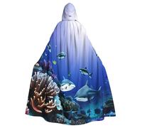YIJIAYUN Bata con capucha para adultos con estampado de tiburón nadando bajo el mar para Halloween, carnaval, cosplay, fiesta de Navidad, eventos temáticos