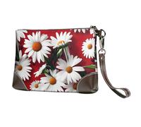 YIJIAYUN Bolso organizador de piel vacuno con estampado de flores rojas y margaritas blancas para eventos nocturnos, citas, noches, bodas
