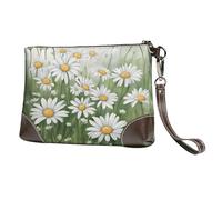 YIJIAYUN Bolso organizador de piel vacuno con estampado de margaritas blancas para eventos nocturnos, citas, noches, bodas