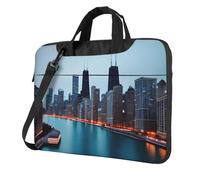YIJIAYUN Chicago Print - Bolsa portátil para laptop, bolsa de hombro simple, maletín delgado, bolsa de mensajero, varios tamaños, Black, 14 Pulgadas